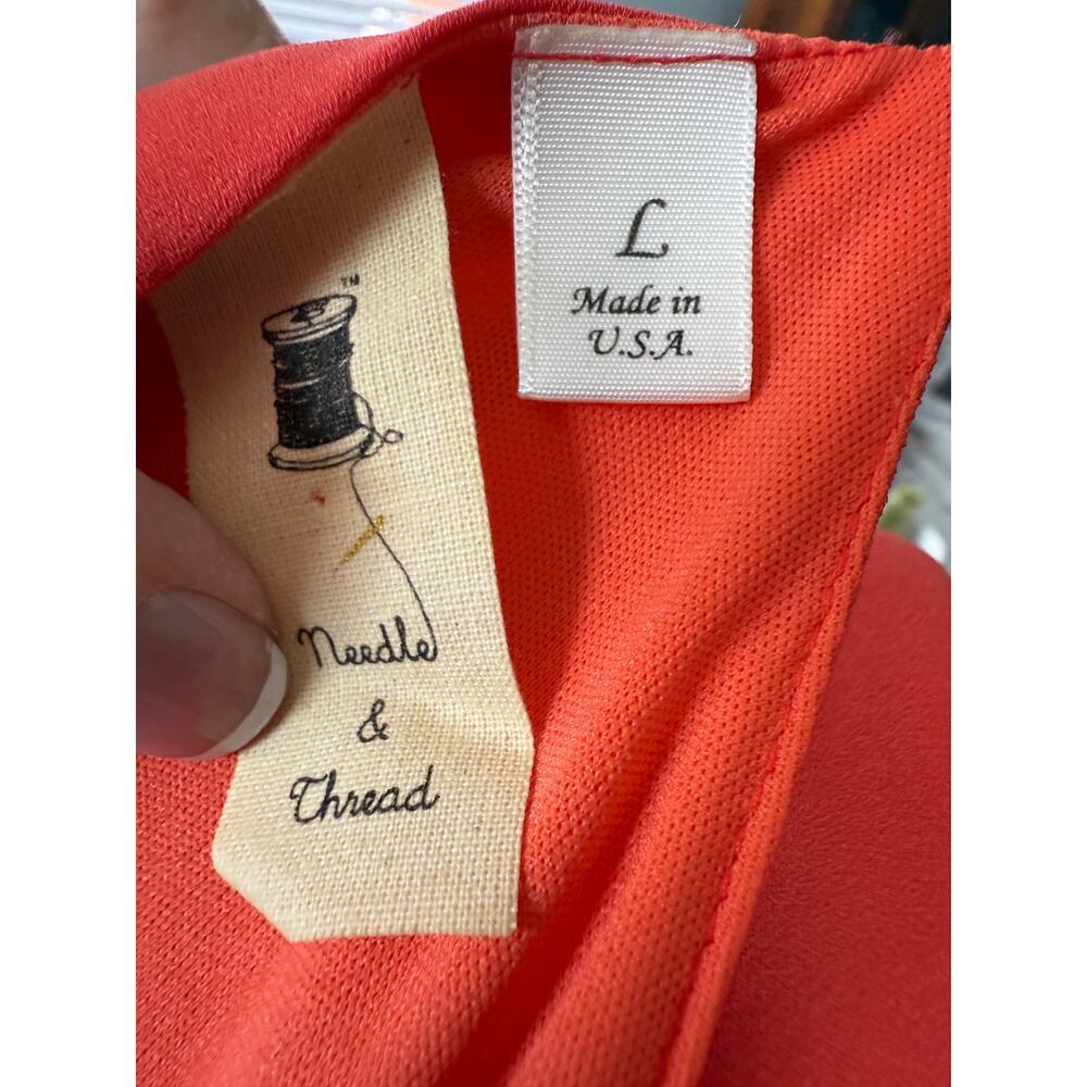 Needle & Threads Boutique Orange High-Low Halter Dress Lined Sz L | EUC - Picture 7 of 9
